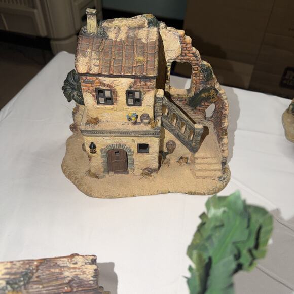 Vintage Christmas Nativity Scene 46 pc CERAMIC OLD WORLD STONE VILLAGE Bethlehem - Picture 11 of 16